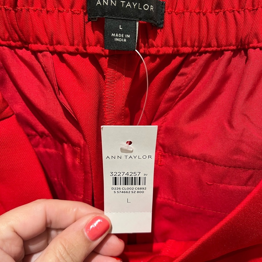 NWT Ann Taylor the Easy Ankle High RiseTapered Pants in Bright Red size L. - Picture 14 of 16